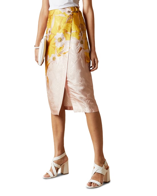 Ted Baker Hesper Cabana Printed Wrap Skirt, Yellow