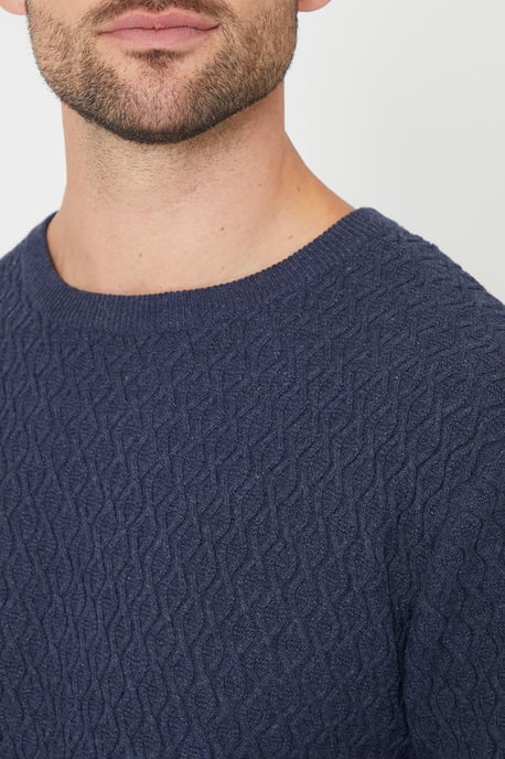 Blue Mini Cable Knit Crew Neck Jumper