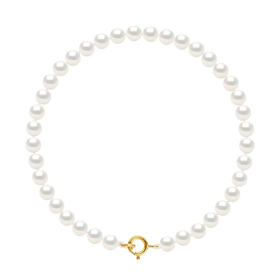 DIADEMA - Bracelet - Real Freshwater Pearls - White - Yellow Gold