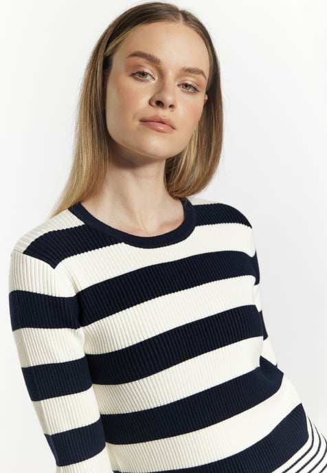Dreimaster Knitted pullover women marine wool white - Image 5