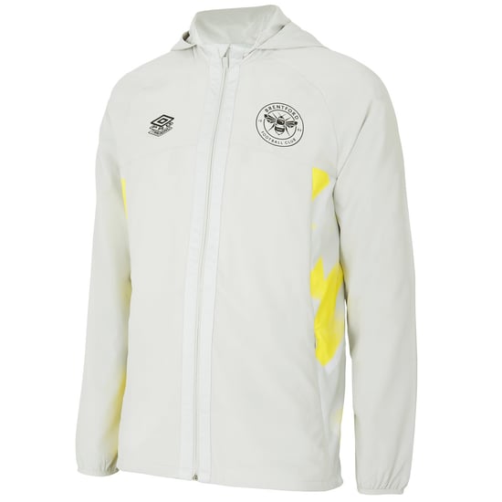 Brentford FC Mens 22/23 Umbro Waterproof Jacket (Oyster Mushroom/Blazing Yellow)