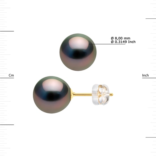 DIADEMA - Earrings - Yellow Gold and Real Tahitian Pearls