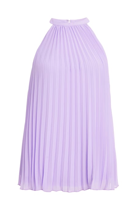 Lilac Chiffon Pleated High Neck Top