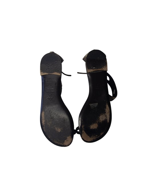 Giuseppe Zanotti Snakeskin Print Ankle Strap Flat Sandals in Black Leather - Image 5