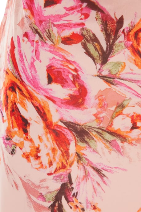Pink Floral Tie Back Midaxi Dress
