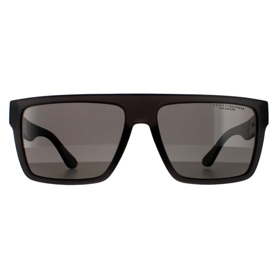 Tommy Hilfiger Rectangle Mens Matte Grey Grey Polarized Sunglasses - Image 1