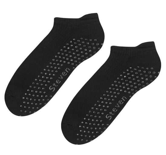 Ladies Invisible Non Slip Socks for Yoga & Pilates | Steven | Low Cut Cotton Socks with Grips - Black - Image 2