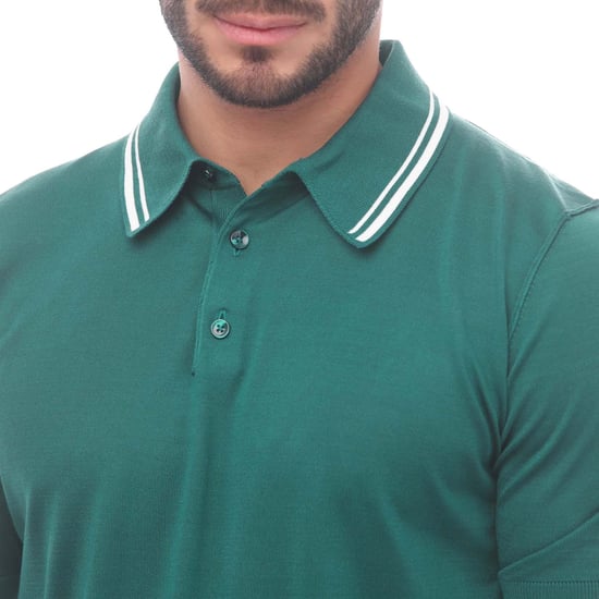 Men's Dolce And Gabbana Silk Polo Shirt in Green - Image 3