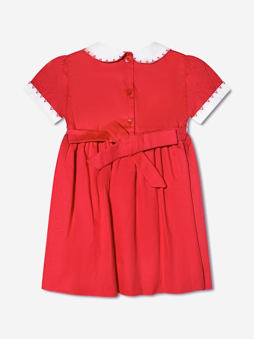 Rachel Riley Baby Girls Classic Smocked Dress And Bloomers in Red