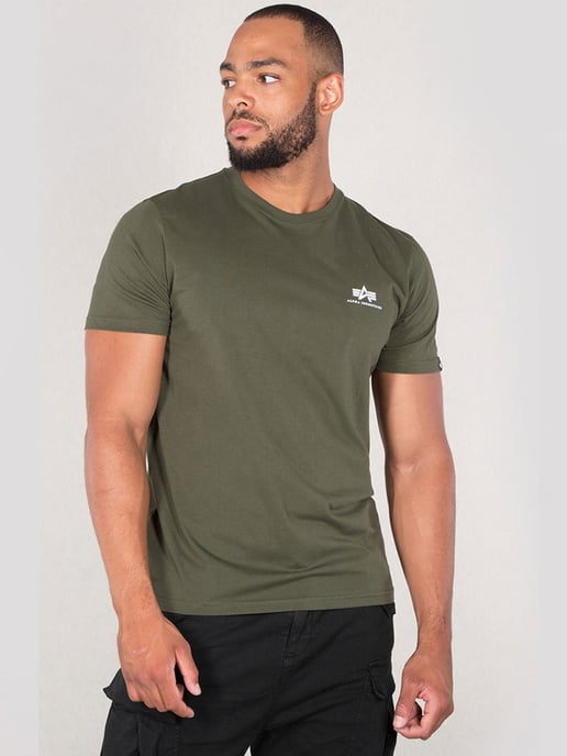 Alpha Industries Heren Basic T Klein logo in Olijf - Image 1