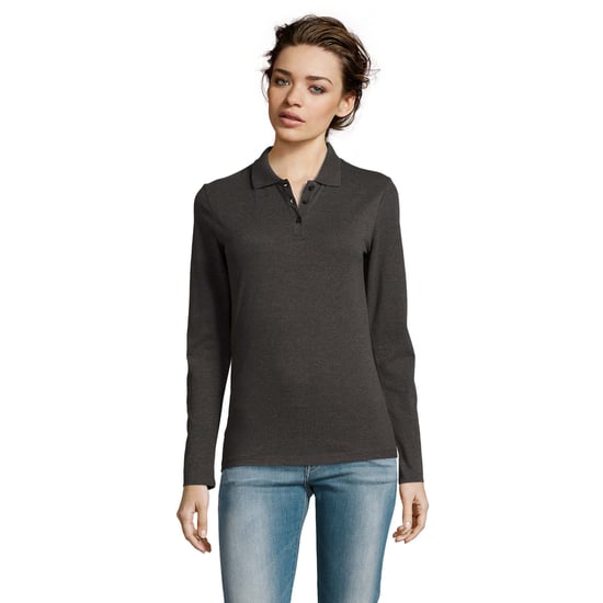 SOLS Dames/dames Perfecte Lange Mouw Pique Polo Shirt (Houtskool mergel) - Image 5