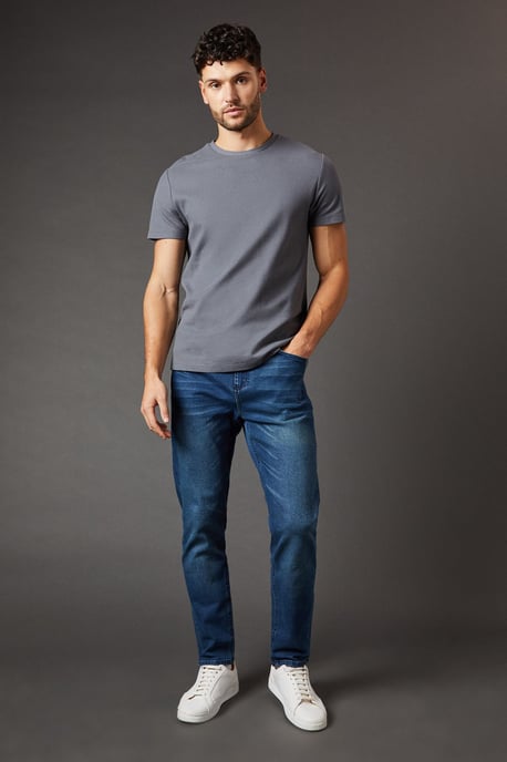 Blue Wash Tapered Fit Jeans