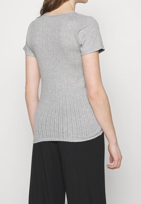 Womens 2 Pack Thermal Pointelle Short Sleeve Tops in Grey - Image 3