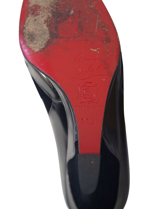 Christian Louboutin Metallic Wedge Pumps in Grey Leather - Image 5
