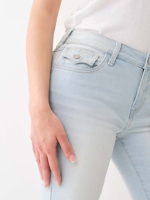 Becca Single Needle Mid Rise Flap Bootcut in Light Lakeside Wash