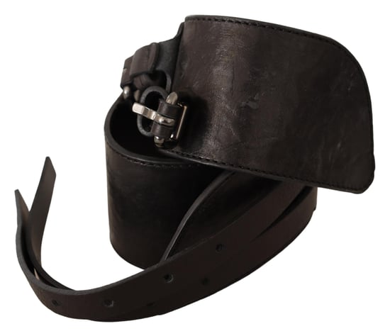 Costume National Women's Dark Brown Leather Double Buckle Belt