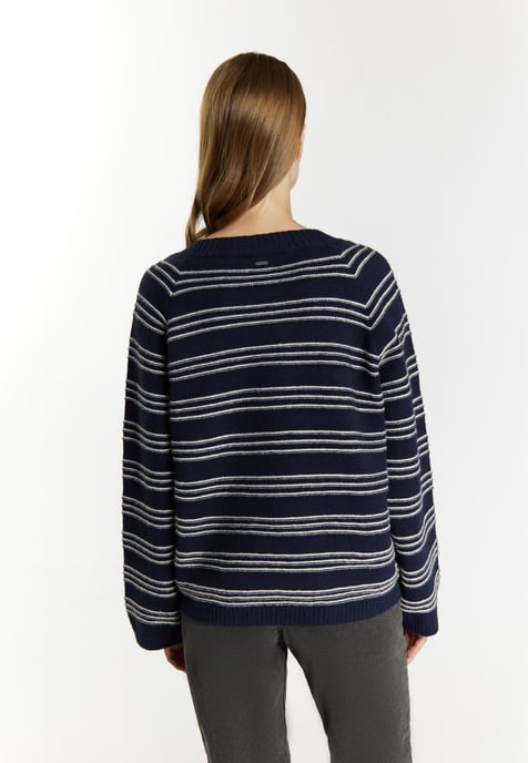 Dreimaster Knitted pullover women marine wool white - Image 4