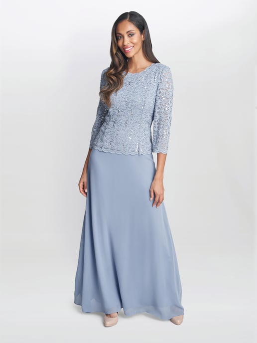 Virginia Maxi Lace Dress With Chiffon Skirt