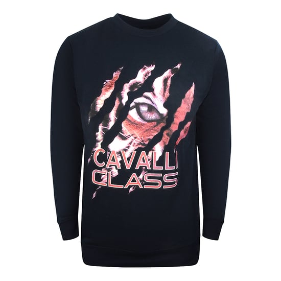 Cavalli Class Peeking Tiger Design Navy Blue Sweatshirt - Image 1