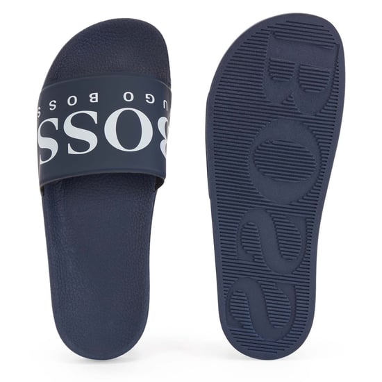 Men's Boss Solar Slide Logo Sandals in Dark Blue - Image 3