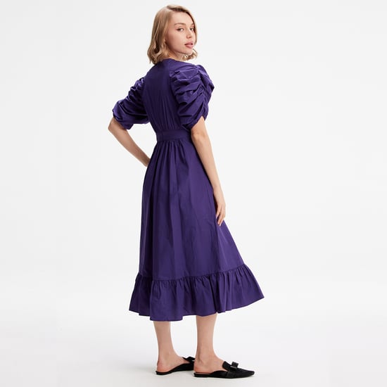 Trapeze Dress With Puffed Sleeves