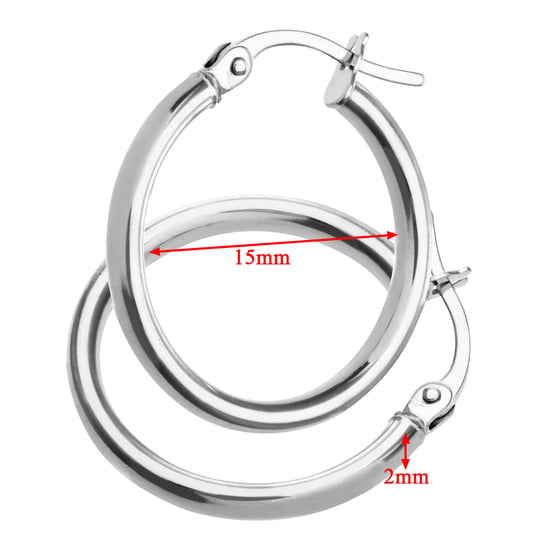9ct White Gold Ladies Hoop Earrings - Image 2