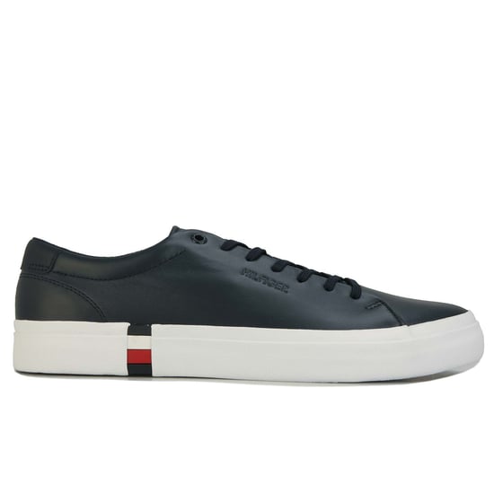 Heren Tommy Hilfiger Modern Vulc Leather Trainers in Navy - Image 1