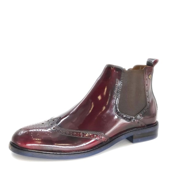 HX London Erith Leather Cherry Oxblood Mens Brogue Chelsea Boots