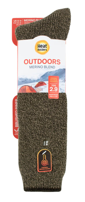 Heat Holders - Långbenade värmestrumpor i merinoull för utomhusbruk för herrar med förstärkt häl och tå för vintern - Khaki - Image 2
