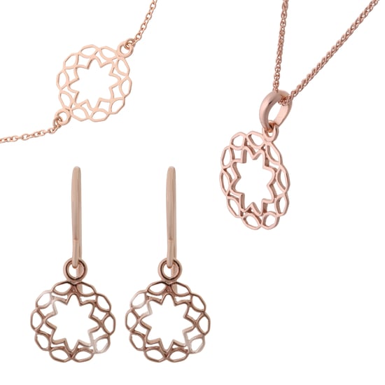 Orphelia 'Jasmine' Dames 925 Sterling Zilveren Set: Armband + Oorbellen + Ketting - Roze SET-7076/1 - Image 1