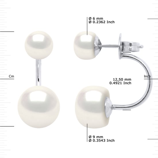 DIADEMA - Earrings - DUO Real Freshwater Pearls - White