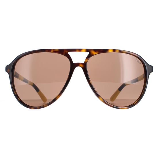 Polo Ralph Lauren Aviator Heren Glimmend Donker Havana Bruin Zonnebril - Image 1