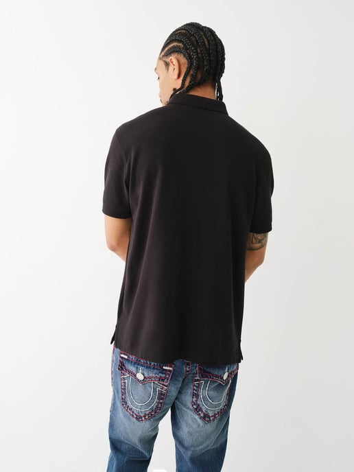 Relaxed Buddha Patch Polo in Black
