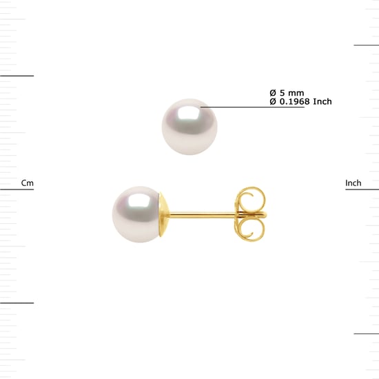 DIADEMA - Earrings - Yellow Gold and Japanese Akoya Cultured Pearl