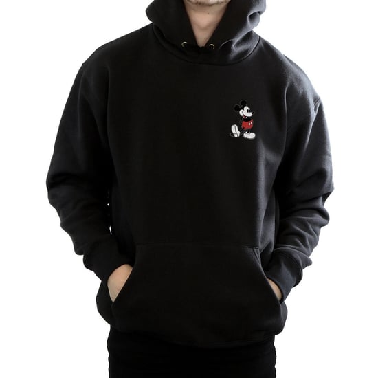 Disney Mens Mickey Mouse Kickin Retro Chest Hoodie (Black)