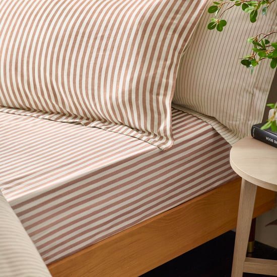 Hebden Melange Stripe Cotton Pillowcase Pair - Image 2