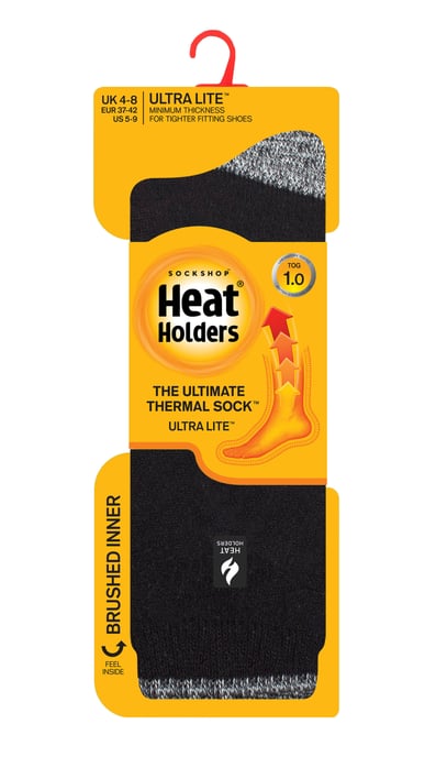 Heat Holders - Dam Ultra Lite Thermal Borstad Innergarn Design Strumpor - Svart / Vit (Oia) - Image 2