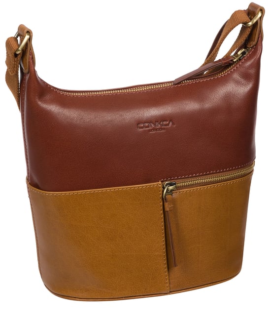 Little Kristin' Dark Tan & Conker Brown Leather Shoulder Bag