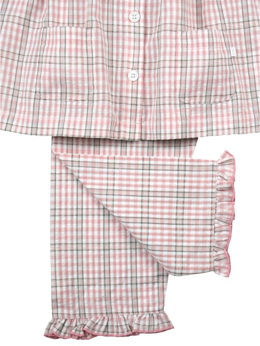 Girls' Pink Check Cotton Traditional Summer Pajamas!