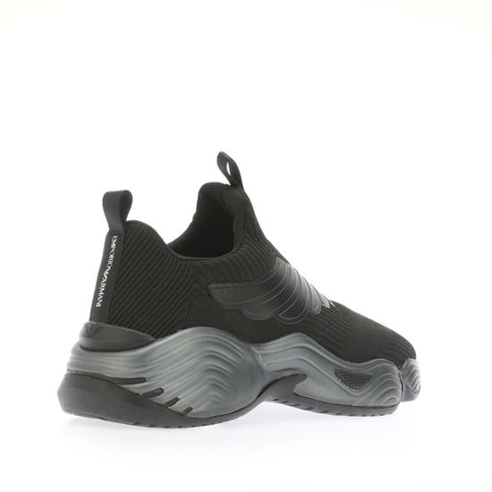Men's Armani Knitted Trainers in Black - Image 3