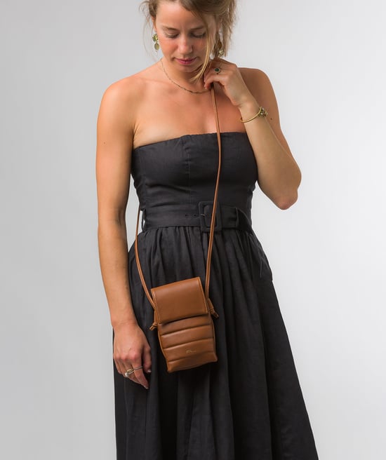 'Lilian' Oak Nappa Leather Cross Body Phone Bag