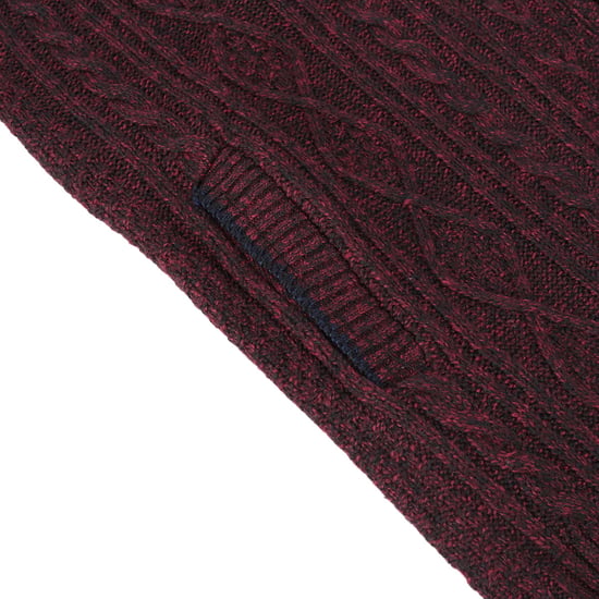 Men's Cardigan with Zip Cardigan Chunky Knit with Stand-Up Collar for Winter Red