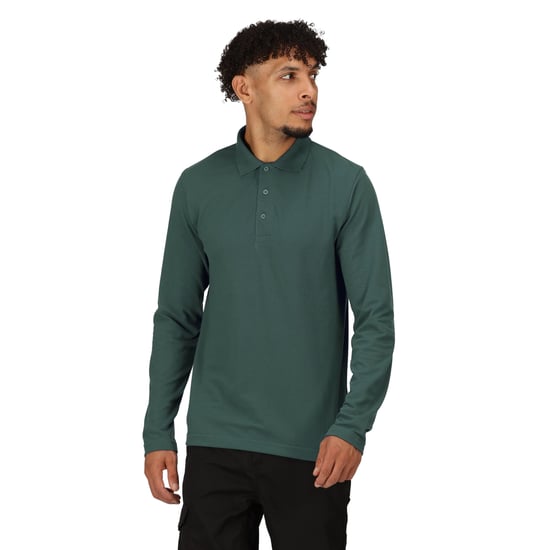 Regatta Mens Pro Long-Sleeved Polo Shirt (Dark Green)