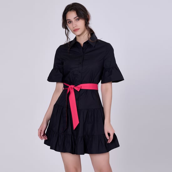 Skater cotton ruffle dress