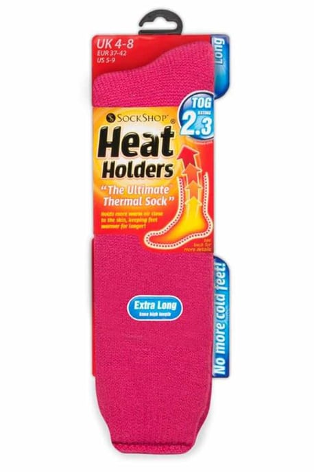 Ladies Extra Long Thermal Socks in Cerise and Wine by Heat Holders - Image 2