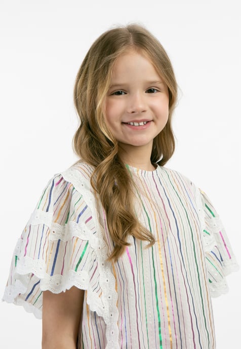 Mymo Blouse top Meisje Witte veelkleurige strepen - Image 5
