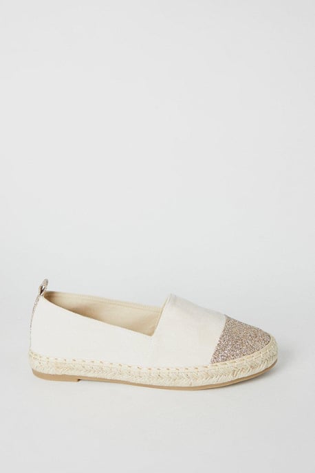 Poppy Glitter Toe Detail Flat Espadrille Shoes
