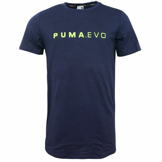 Puma Evo Long Line dryCELL Short Sleeve Navy Blue Mens T-Shirt 572452 06 DD21