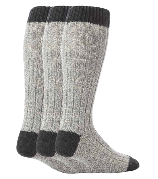 Set van 3 geribbelde kniehoge wollen gebreide laarzensokken voor heren - WFH0035GRY - Image 1