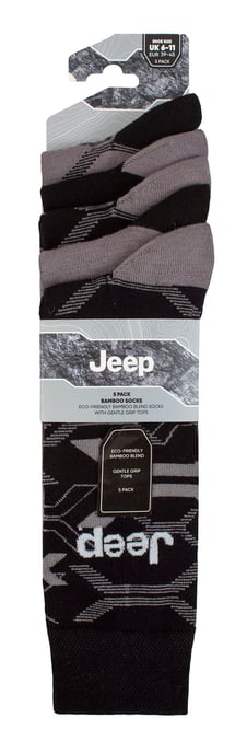 Mens Bamboo Dress Socks | Jeep | 5 Pack Breathable Leisure Socks for Everyday Wear - Black / Charcoal - Image 2